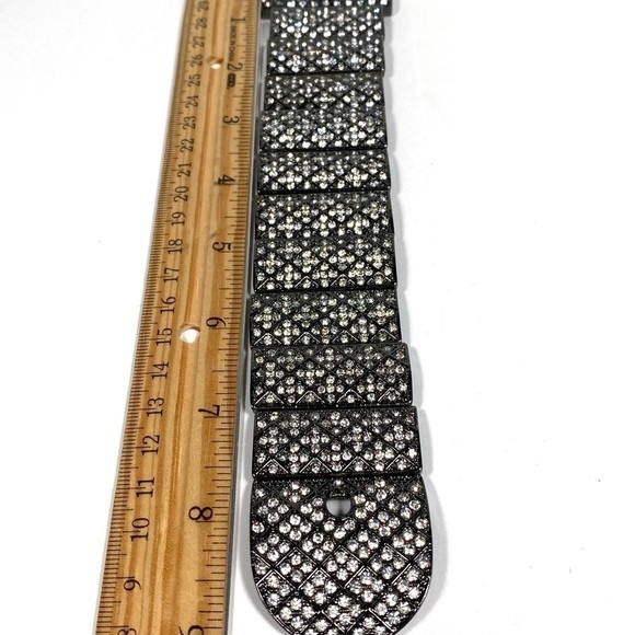 Joan Rivers Bracelet Stretch Black Rhinestones Buckle Marked - Picture 11 of 11